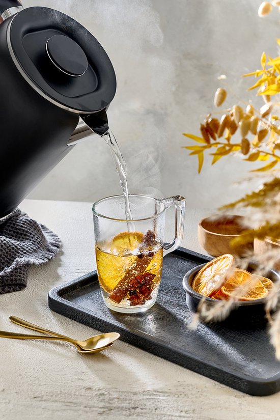 FRITEL Waterkoker WK 2595 - Heetwaterkoker / Theewaterkoker - 1,7 liter - 1500W - Dubbelwandig - Touch Display - Keep-Warm functie - Zwart Mat