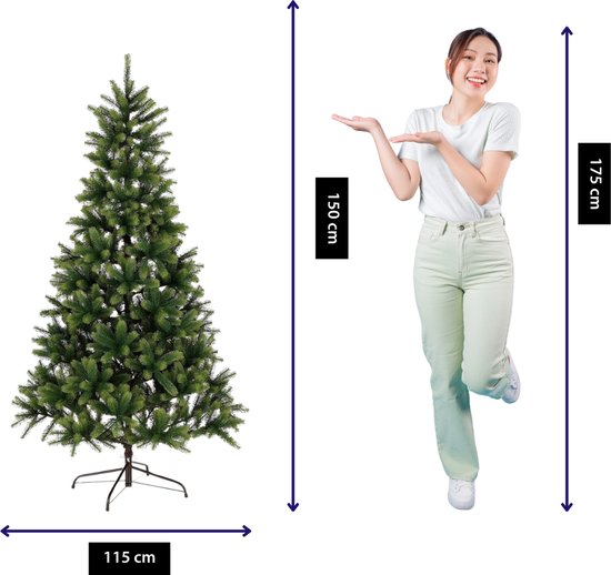 Black Box Trees Nagoya Kerstboom - Kerstversiering met Volle en Natuurlijke Uitstraling - Kunstboom met 738 Takken voor Binnen - Snel en Makkelijk op te Zetten - H150 x Ø91 cm - Groen