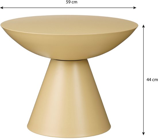 Mica Decorations Celise - Bijzettafel met Ruim Tafelblad voor Binnen - Salontafel Stevig en Stabiel Ontwerp - Nachtkastje Formaat Geschikt voor Woonkamer - H44 x Ø59 cm - Beige