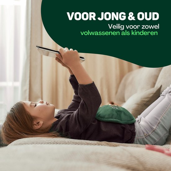 Vulpes Goods® - Elektrische Kruik - Zacht Groen Flanel - Digitaal Display - Draadloos & Energiezuinig - Incl. HandwarmerTegen Menstruatieklachten & Spierpijn - Warmtekruik voor in Bed