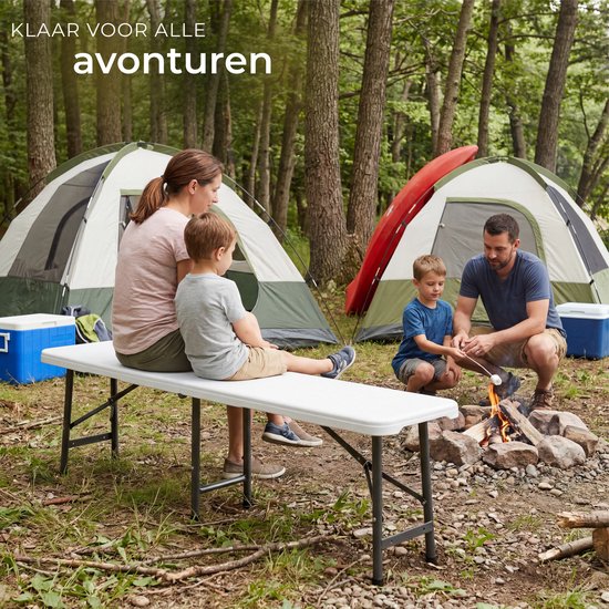 tectake® Set van 2 Inklapbare Bankjes - Tuinbankjes - 8 Personen - Bierbank - Draagbare Banken voor Campingtafel - Biertafel - Picknicktafel - Tuintafel - 500kg Draagkracht per Bank - Wit