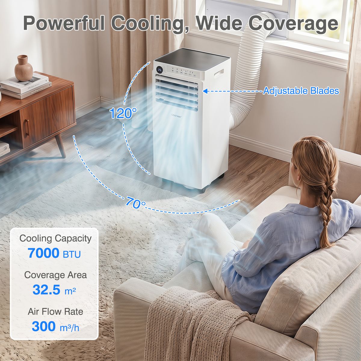 Coast Mobiele Airconditioner - 4-in-1 luchtkoeler met ontvochtiger en ventilator - slaapstand - wit en zwart - 30 x 29 x 69 cm