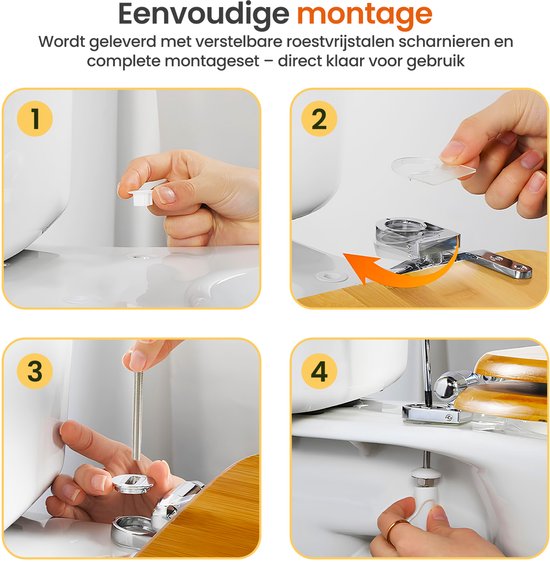 Goliving WC bril - Toiletbril met Deksel - Softclose - Universeel - Inclusief Montageset - Hout - Bamboe