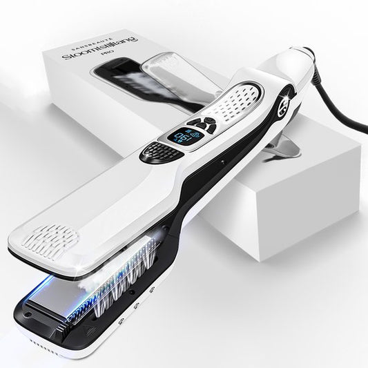 Sansbeauté® Stoomstijltang - Stoom Stijltang - Brede Platen - Professionele Stijltang – stoomstijltangs - Wit