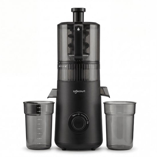 Safecourt Kitchen Slow Juicer XXL - krachtige motor [Pre-cutter & Cold-press technologie] - eenvoudige reiniging - BPA-vrij - sapcentrifuge Zwart