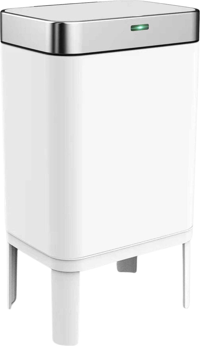 Loftey Sensor Prullenbak 60 Liter – Touch Free Afvalbak - Afvalemmer - Afvalscheiding 2x30L - Keuken - Wit/RVS