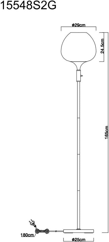 Vloerlamp RIHA Glas 155.0cm Mat zwart | Smoked G9 6-Lichts