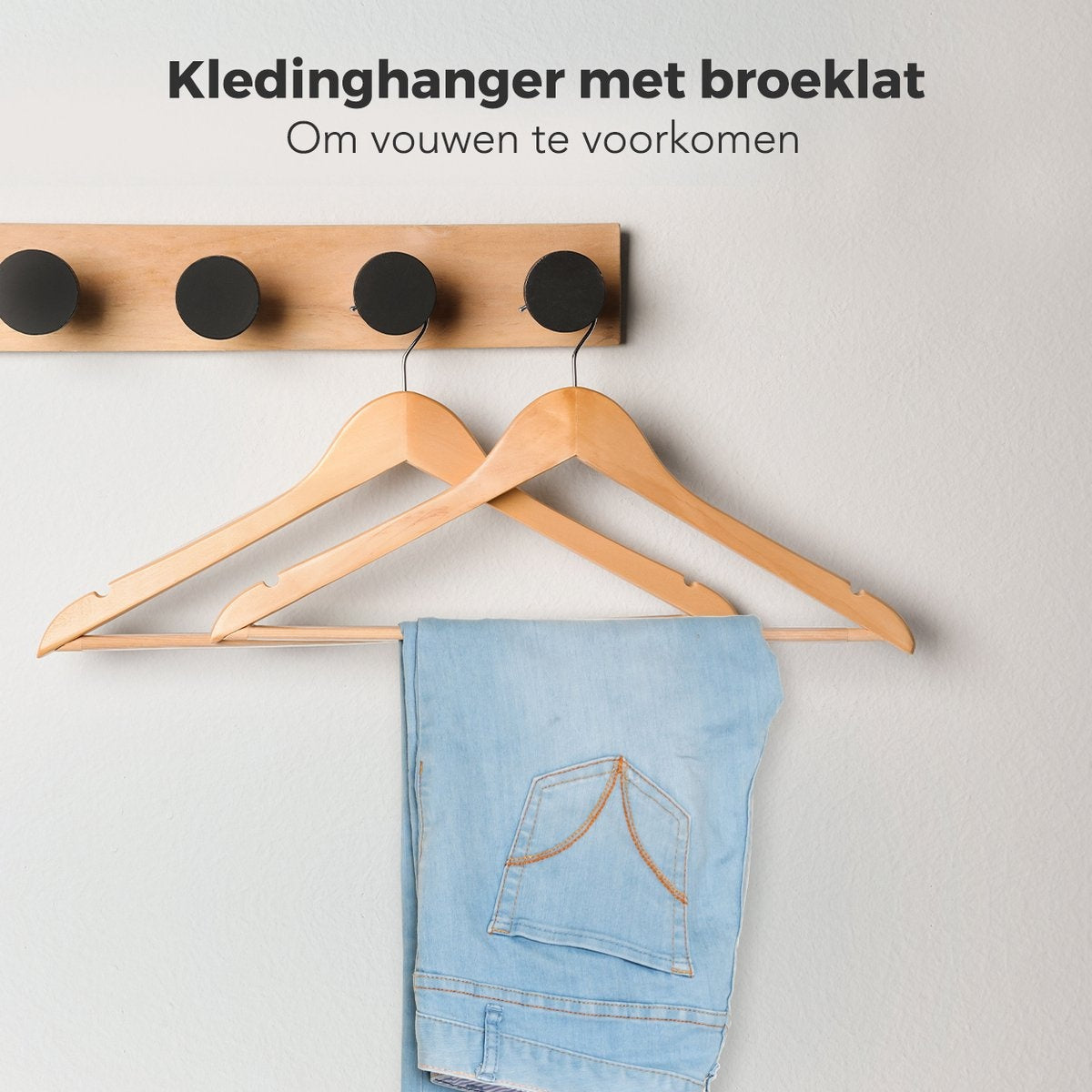LifeGoods Kledinghangers - Met Broeklat - Hardhout - Natural - 20 Stuks