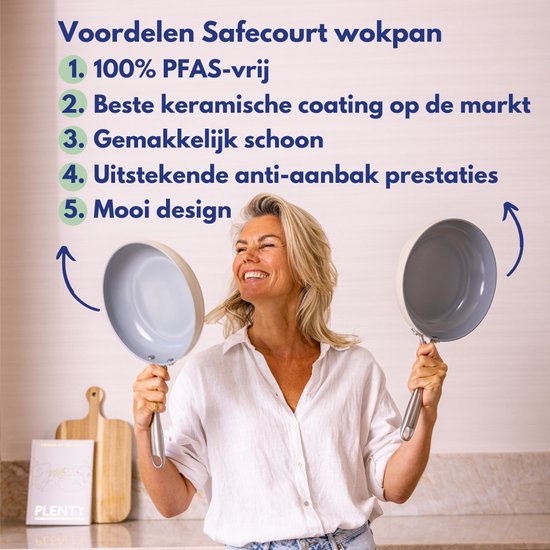 Safecourt Kitchen wokpan - Ø 28 cm - Wokpan - Inductie - Elektrisch - Keramisch - PFAS & PTFE vrij