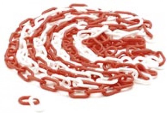 Perel Afzetketting, voor het afbakenen van gevarenzones en beperken van toegang, binnen- en buitengebruik, kunststof, rood/wit, 5 m, 6 mm