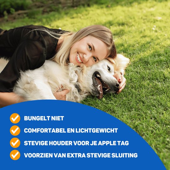 Vulpes Goods® Pets - Hondenhalsband geschikt voor Apple AirTag - Apple Airtag Halsband voor Honden Pro - Veilig, lichtgewicht, reflecterend & comfortabel - Anti-kras en Waterbestendig - Incl. 2 accessoires - 43-51 CM - L