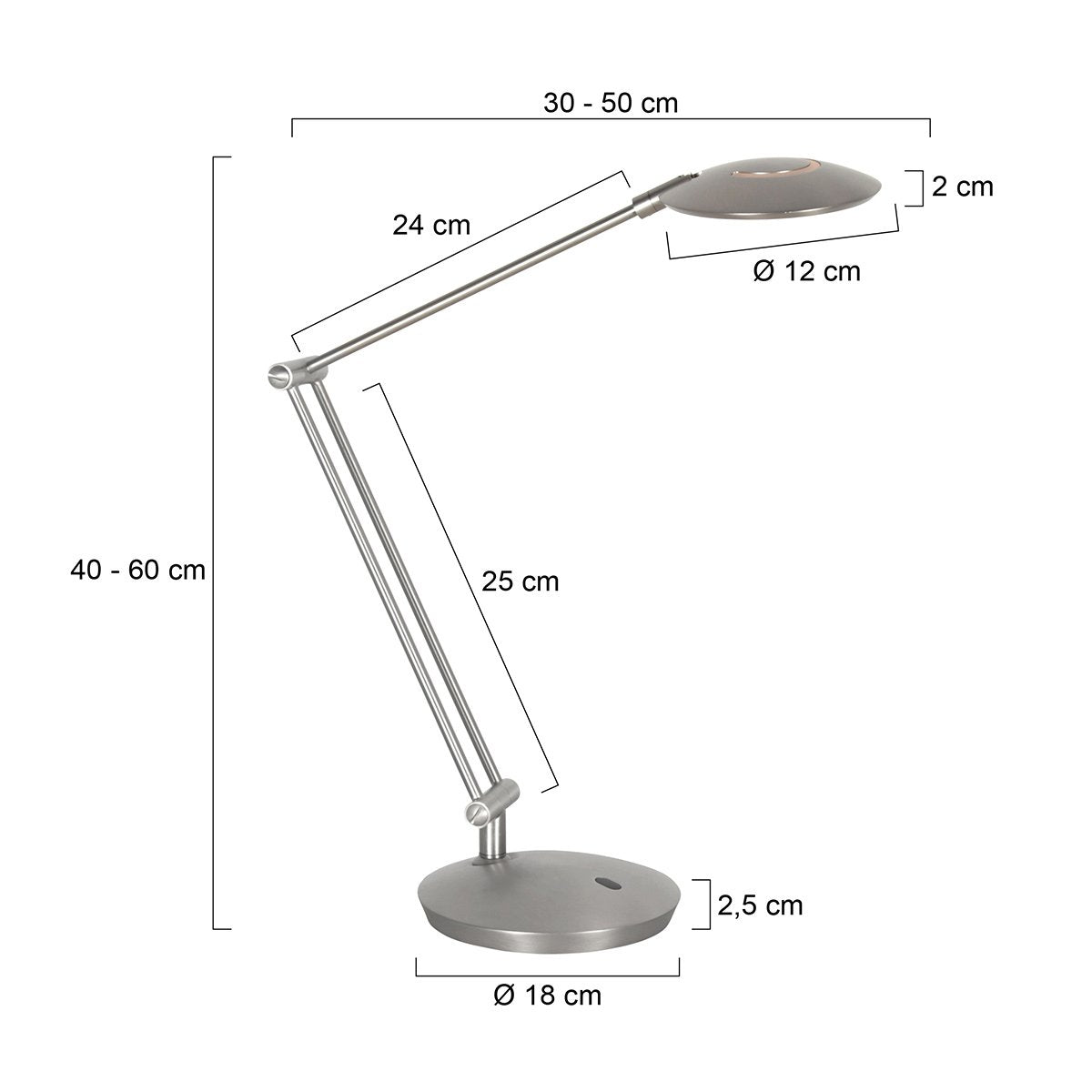 Steinhauer Exclusive - tafellamp - Zenith2 - staal - kunststof metaal - bureaulamp - LED - 4393ST