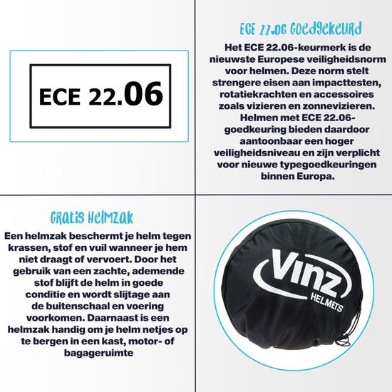 VINZ Calobra Jethelm met Zonnevizier - Scooterhelm & Motorhelm & Brommerhelm - ECE 22.06 - Mat Zwart - M