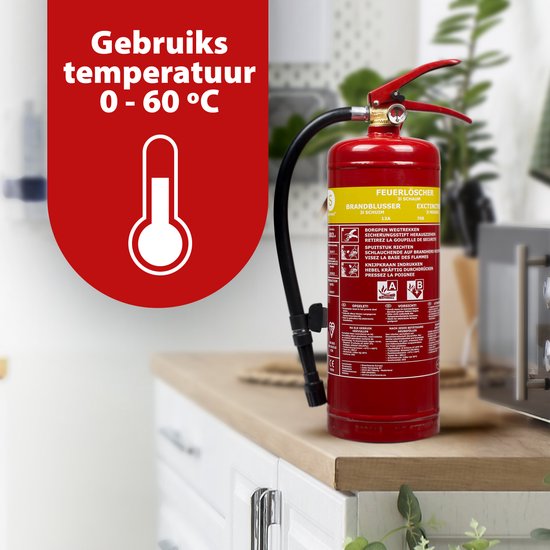 Smartwares FEX-15230 - Brandblusser Schuim 3L - Incl ophangbeugel - Brandklasse A & B - BSI Gecertificeerd
