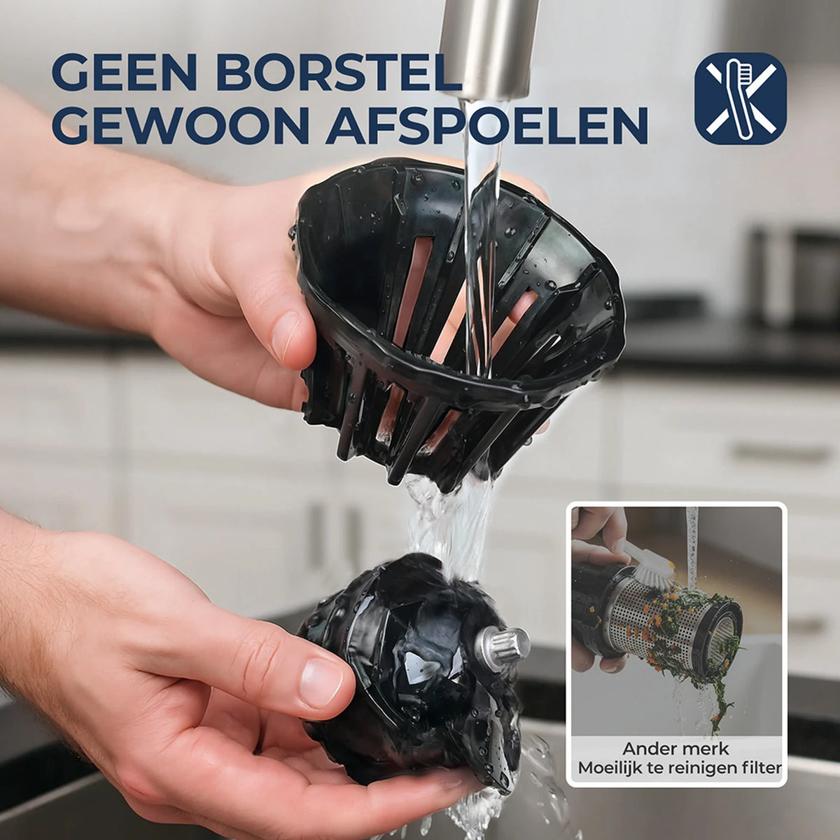 Rouny Slow Juicer FF Pro Max - 150 W Koudperssapcentrifuge - 130 mm Vulopening - Filtervrij - Fruitijsfunctie - 1,8 L - Zwart