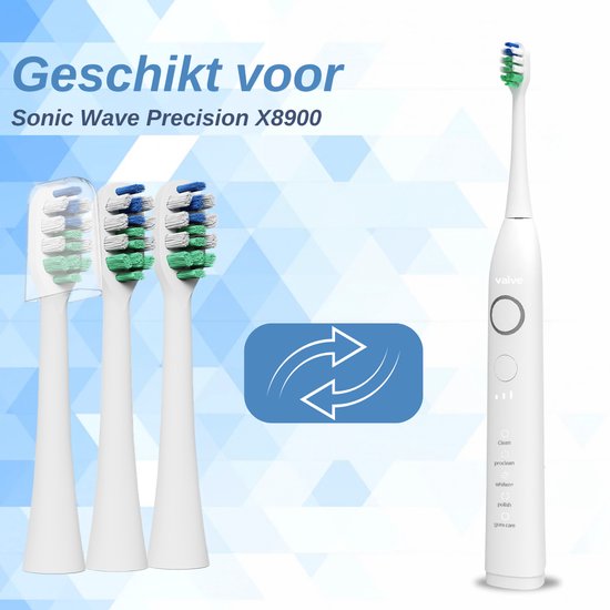 VAIVE Tandenborstel Opzetborstel Set - 6 Stuks - Sonic Wave Precision X8900 - Wit
