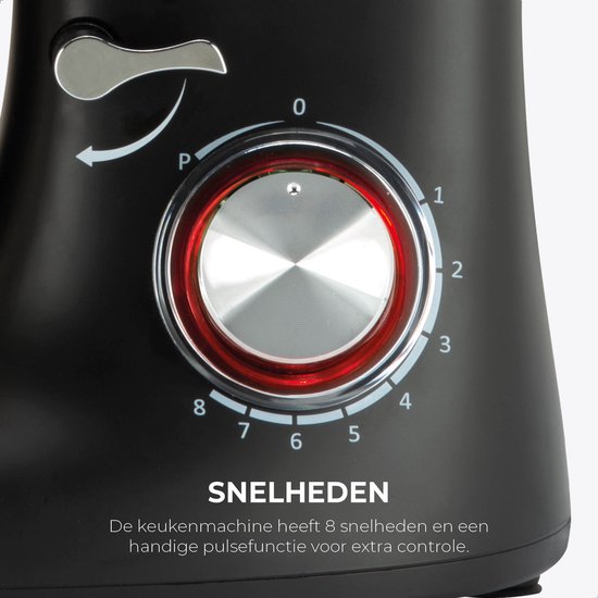 Bourgini Kitchen Chef Plus - XL Keukenmachine - 6.2L mengkom - Keukenrobot - 3 Accessoires - Keukenmixer - 1.2kg pizza/brooddeeg kneden