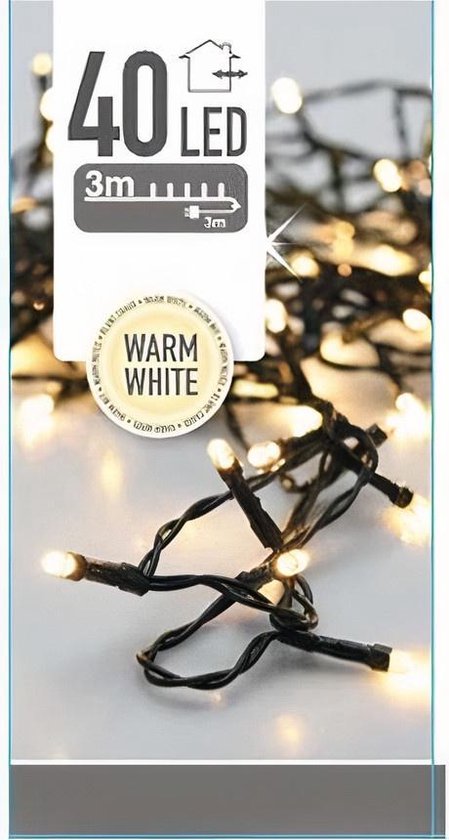 Kerstverlichting lichtsnoer - 40 led lampjes - warm wit - 300 cm - kerstlampjes