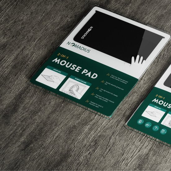 Nomadius 2-in-1 Muismat - Muismat met Anti-slip Laag - Schermreiniger - Opvouwbaar, Draagbaar, Multifunctioneel - Muismatten - Ideaal voor Onderweg & als Schoonmaakdoekje voor Scherm - Mouse Pad - Muismatten - Reisaccessoire