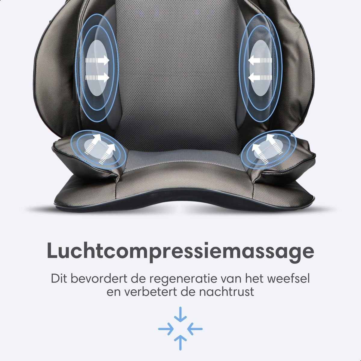 Lifeproducts Elektrische Shiatsu Massagestoel & Kussen - Verwarmingsfunctie – 83,5 x 53 x 21 cm – Grijs
