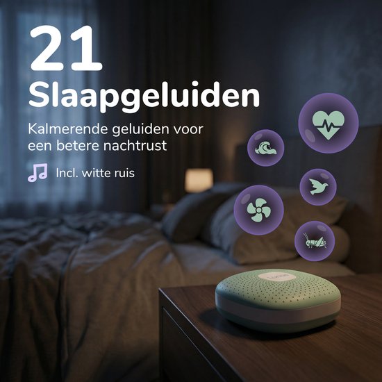 Lunae White Noise Machine 2026 - Witte Ruis Apparaat met Nachtlampje - Geschikt voor Baby's, Kinderen en Volwassenen - Slaaphulp Baby - Slaaptrainer kinderen - Mint Groen