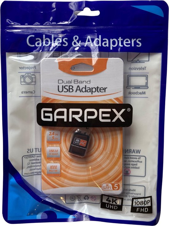 Garpex® WiFi USB-adapter 600 Mbps - Dual Band - Compact ontwerp