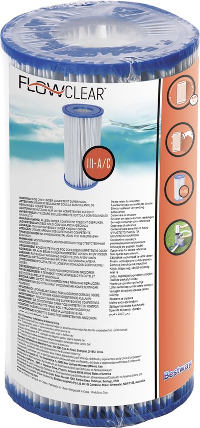 Bestway Type III Zwembadpompfilter - Voor Kristalhelder Water