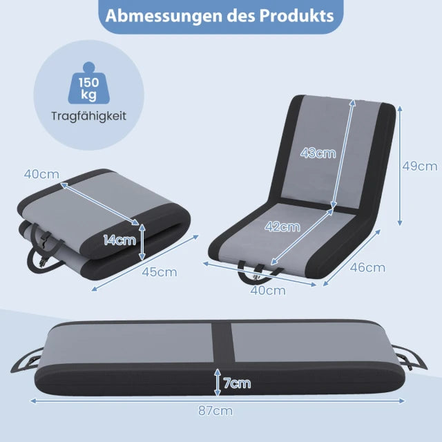 Coast Rugleuning - verstelbare - Oxford stof - Grijs/Zwart - Max.150 kg - 46x40x49 cm