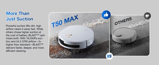 ECOVACS - DEEBOT T50 Max Pro Omni Gen 2 - Stofzuig- en dweilrobot - 18.500 Pa zuigkracht- Zelfreinigende Robotstofzuiger met Warmwater – Dweilsysteem - Automatisch Leegstation - Geschikt voor dierenharen