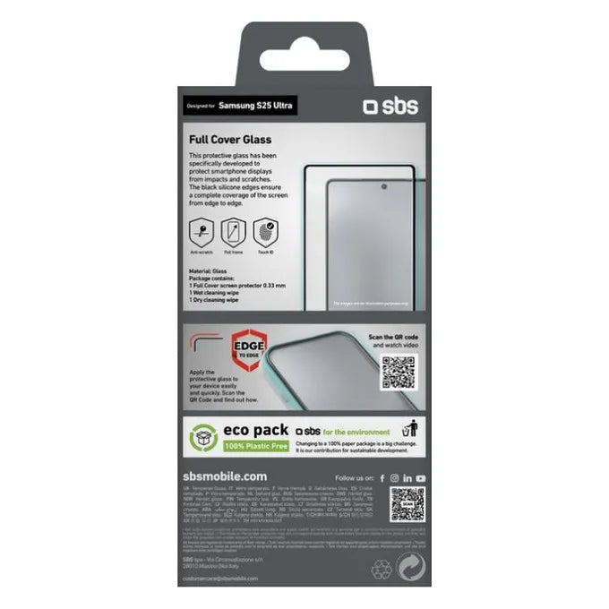 SBS Screenprotector voor Samsung Galaxy S25 Ultra - Gehard Glas - Krasbestendig