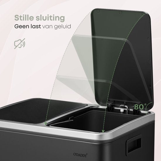 O'DADDY® Prullenbak Afvalscheiding - Softclose 2x 15L Capaciteit - Incl. Afvalzakken - Metaal/Zwart