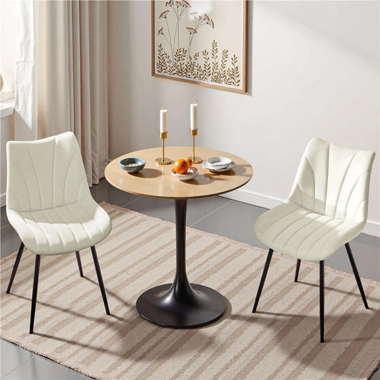 Yaheetech Set van 2 Eetkamerstoelen 47x58x84 cm – Beige – Polyester en Metaal