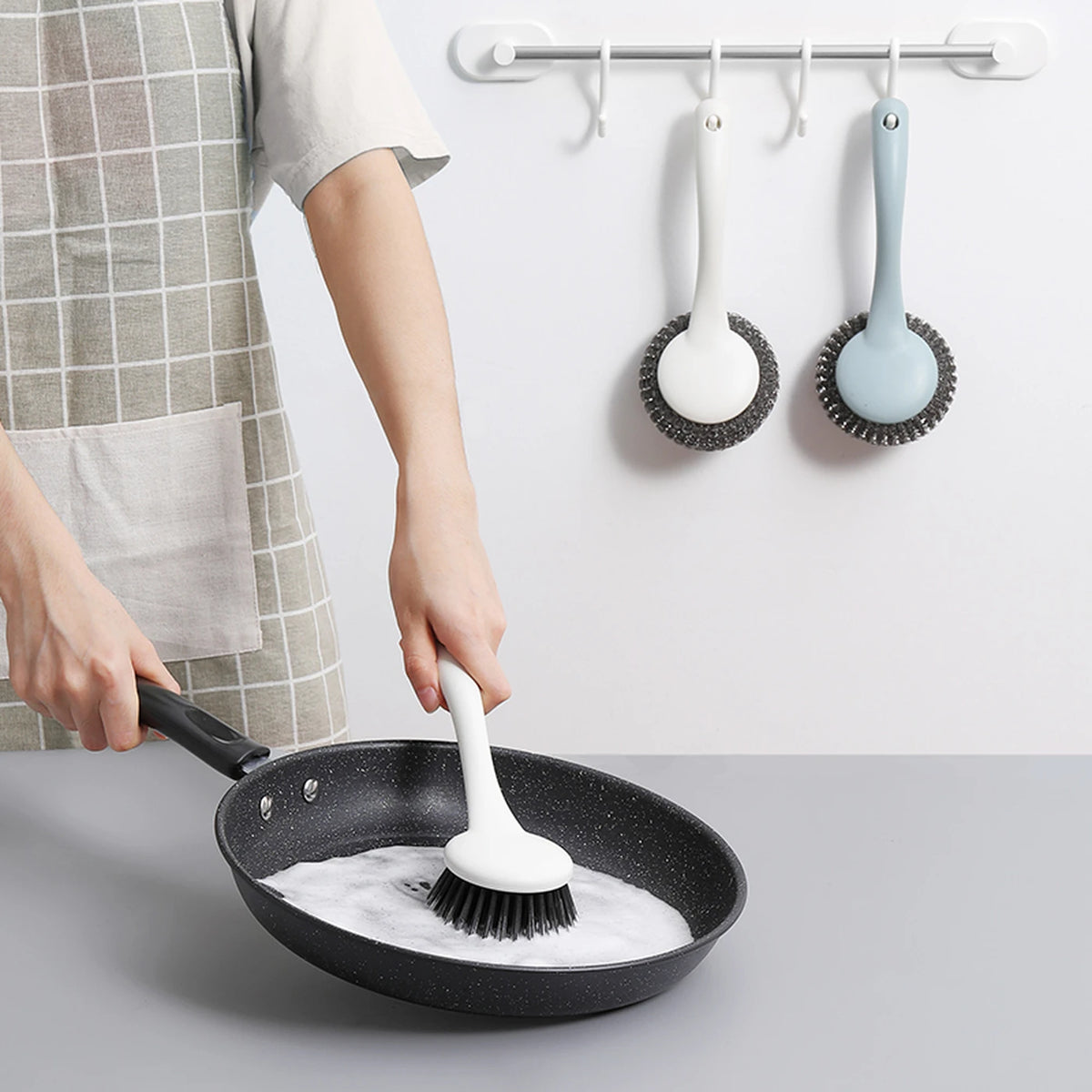 JORDAN&JUDY Afwasborstel Lange Steel - PP/Nylon - 22 cm - Pannenschraper