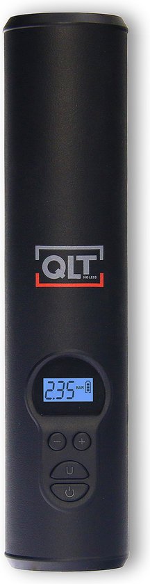 QLT Draadloze Luchtcompressor met LED Verlichting - Elektrische pomp - Inclusief USB-Oplaadkabel en 4 Opzetstukken - 10,3 Bar - LCD-display - Zwart