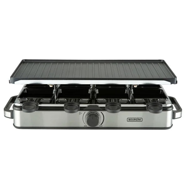 Gourmette Raclette Pure Gourmetstel – Zwart – 8 Personen – 21 x 42 cm – PFAS-vrij met Omkeerbare Grillplaat