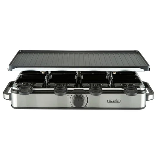 Gourmette Raclette Pure Gourmetstel – Zwart – 8 Personen – 21 x 42 cm – PFAS-vrij met Omkeerbare Grillplaat