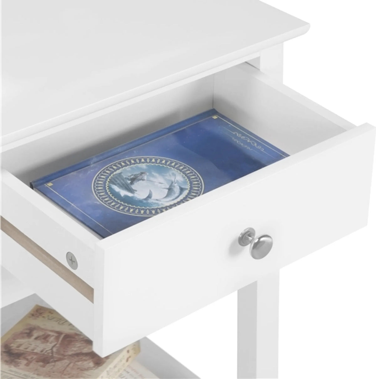 Yaheetech Sfeervol Nachtkastje met Schuiflade en Legplank 40x30x61 cm – Tijdloos Wit – MDF
