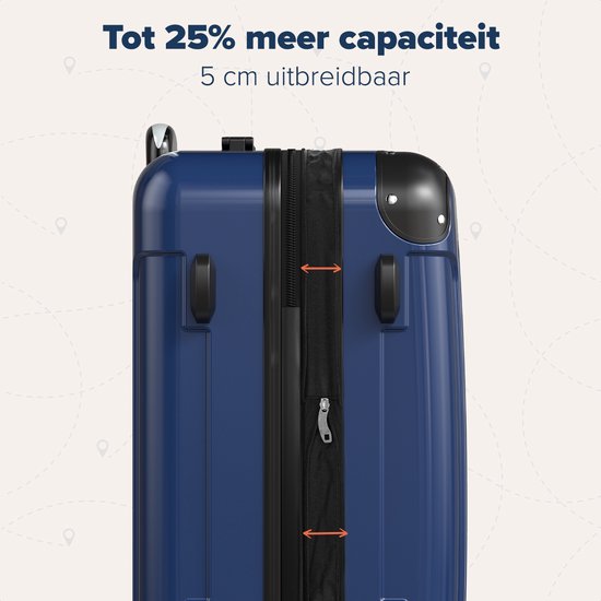 TRVLMORE Kofferset - 3 Delig - 45L Handbagage + 75L en 115L Ruimbagage - TSA Slot - Lichtgewicht - Reiskoffer set - Donkerblauw