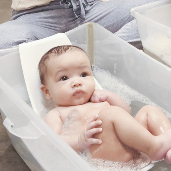 Stokke Flexi Bath (Ocean Blue) met ondersteuning voor pasgeborenen - Duurzaam en gemakkelijk op te bergen - Handig voor thuis of op reis - Voor baby’s en kleuters en tot 4 jaar