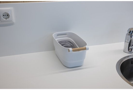 Alpina Opbergmandje - 27 x 14,5 x 12 cm - Kunststof - Houten Handvat