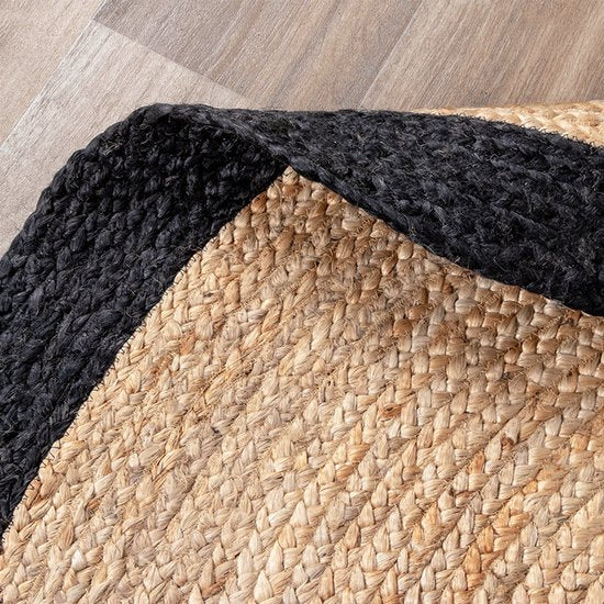 NATURL. Jute vloerkleed - Fair Rond Naturel/Zwart - Ø 120cm