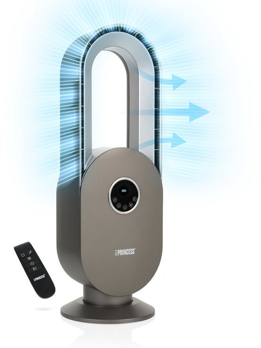 Bladloze Ventilator – 45 W – Oscillerend – Timer 15 U – LED Display – Afstandsbediening – Stil & Krachtig – Princess 351500 – Wit