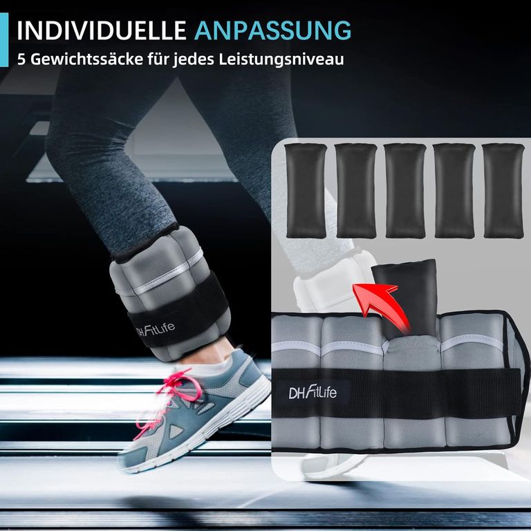 DH FitLife Enkelgewichten - Verstelbaar 0,5-4,5 kg - Set van 2 - Reflecterend
