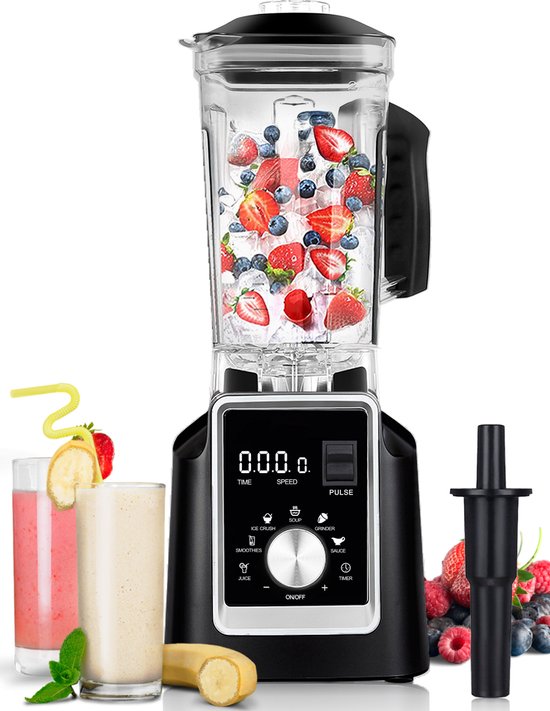 VAIVE Powerblender –  Pulsefunctie & 9 snelheden– 2200 W – 2 Liter – 21,6 x 18,5 x 37,6 cm – Zwart