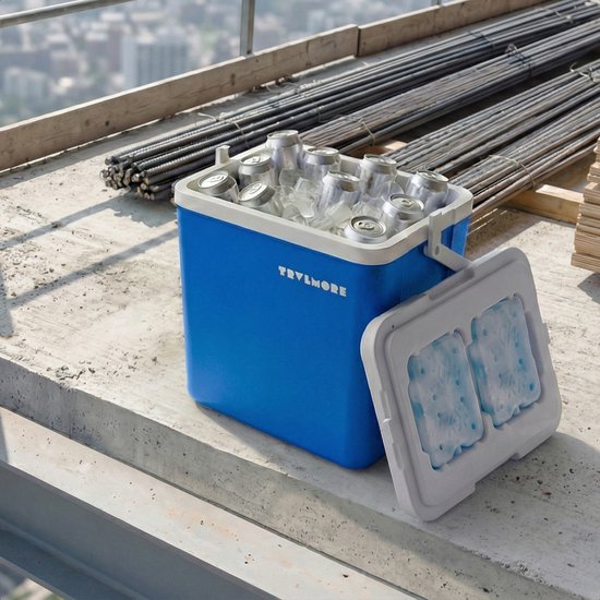 TRVLMORE Koelbox 26L - 65 Uur Koeling - Frigobox - Inclusief 2 Koelelementen - Blauw