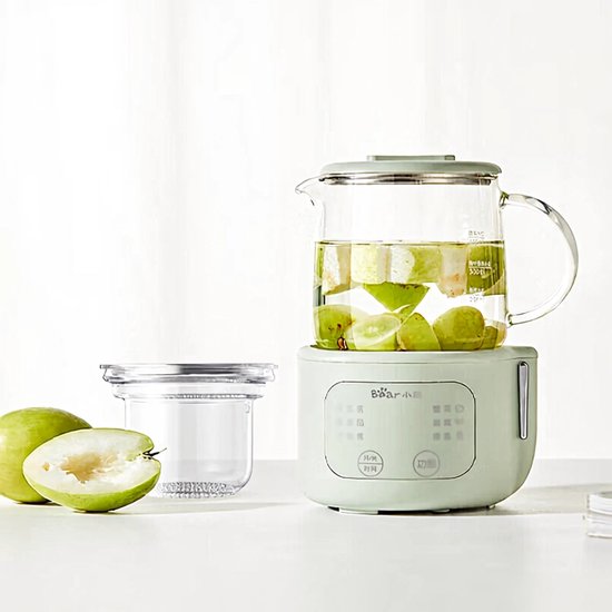 Bear Mini Waterkoker 0,4L – Touch Control & 6 Functies – Borosilicaatglas & Filter – 430W – Compact & Stijlvol Ontwerp