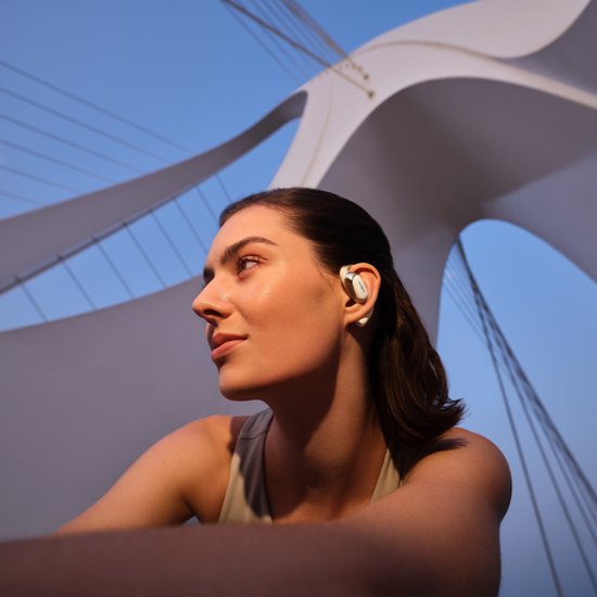 Shokz OpenFit 2 Open-ear Sporthoofdtelefoon – Draadloze Oordopjes – Beige