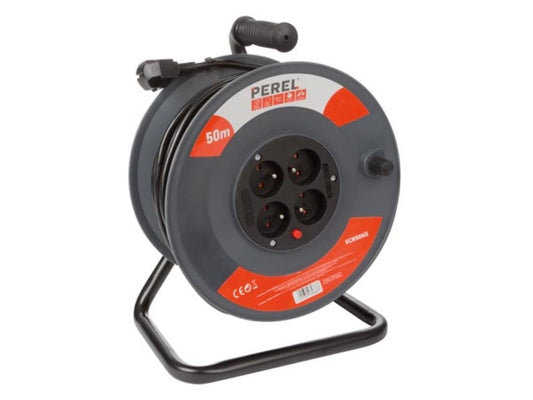 Perel Kabelhaspel 50 M - 3G1.5 - Penaarde - 4 Stopcontacten