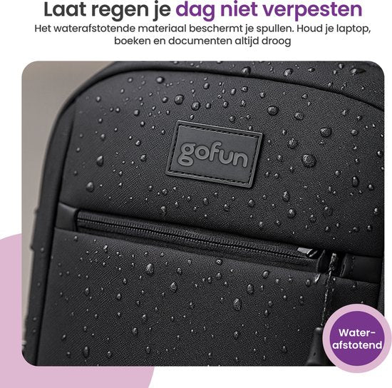 Gofun Rugzak – 35L – 15,6 inch – Waterafstotend & Anti-diefstal – USB-aansluiting – Rugtas – Schooltas – Laptoptas – Zwart