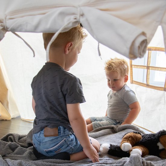 Sunny Nova Tafeltent Crème - Speeltent met ramen en deur van 100% katoen - Duurzaam en veilig speelplezier